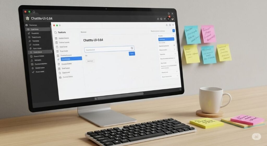 Realistic view of Chattts-UI-0.84 user interface on developer screen.