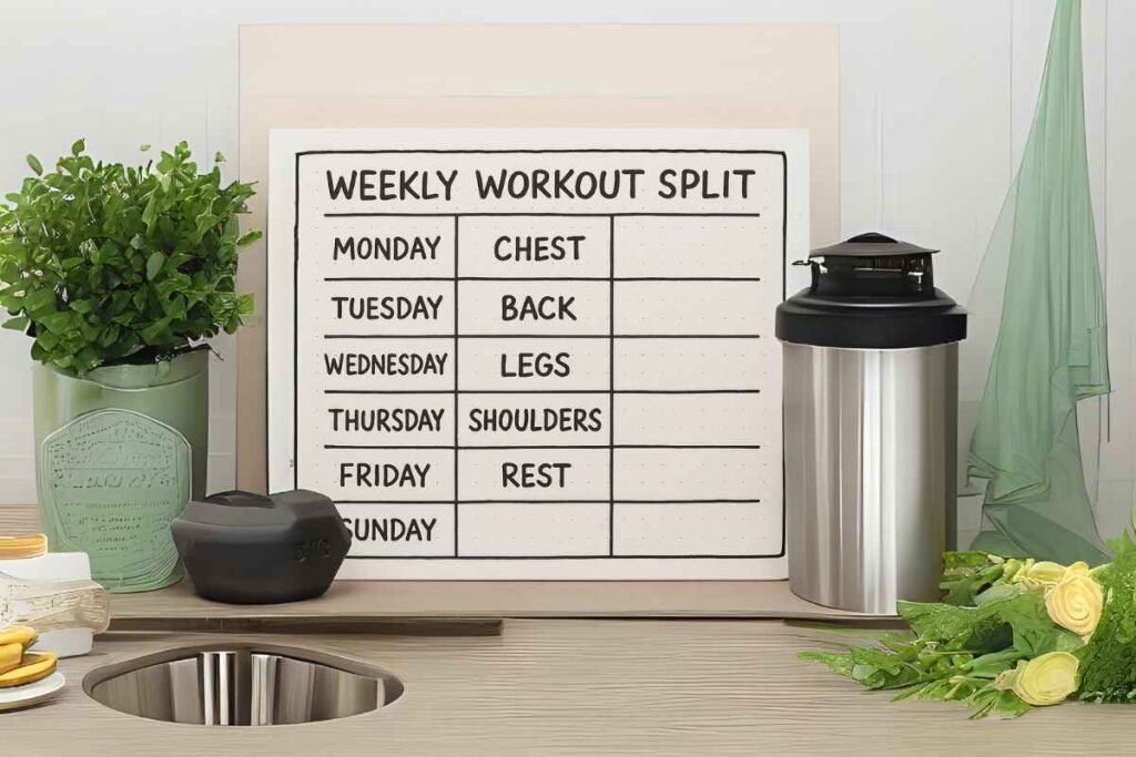 Weekly workout plan to support muscle gain strategy.