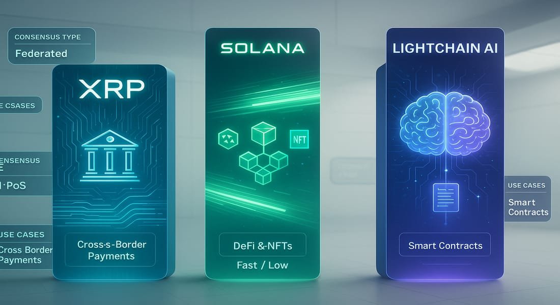 XRP Solana Lightchain AI Cryptocurrency Comparison