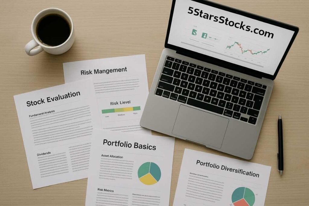 Printed 5StarsStocks.com materials showing investing fundamentals
