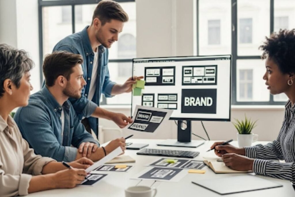 Berushbrand com team collaborating on brand development for a client.