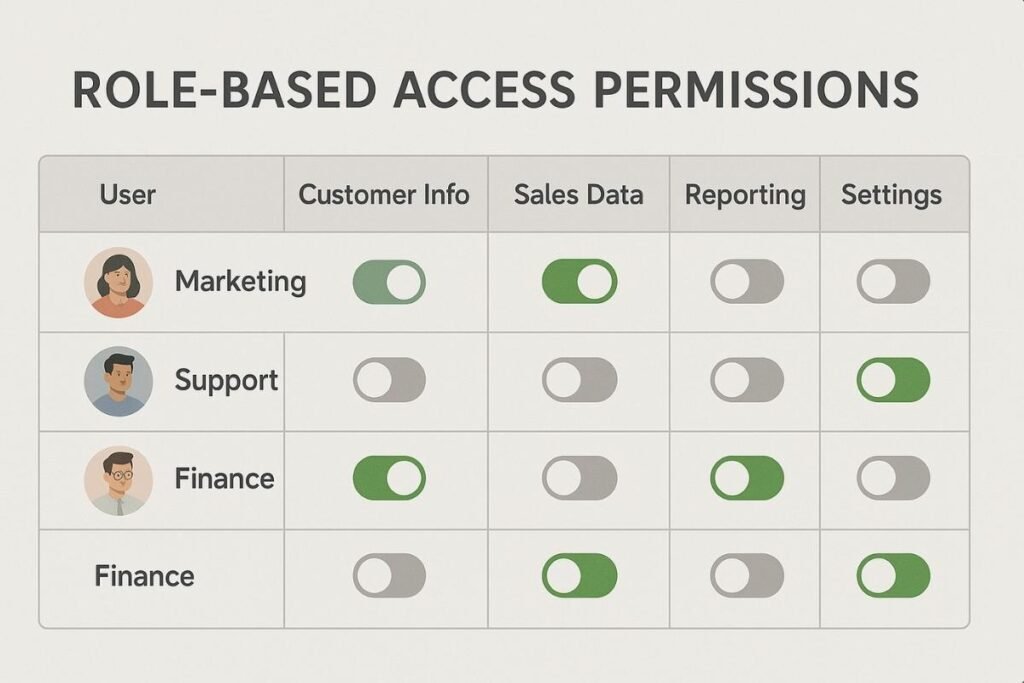 Dashboard showing DGH A role-based access system