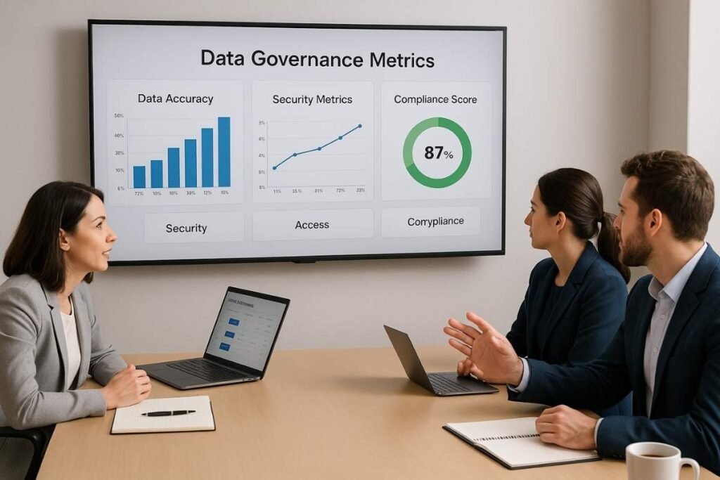 Business team reviewing DGH A performance metrics