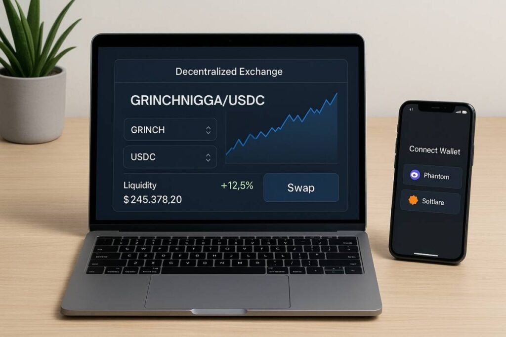 Trading Grinchnigga token on a decentralized exchange with wallet options