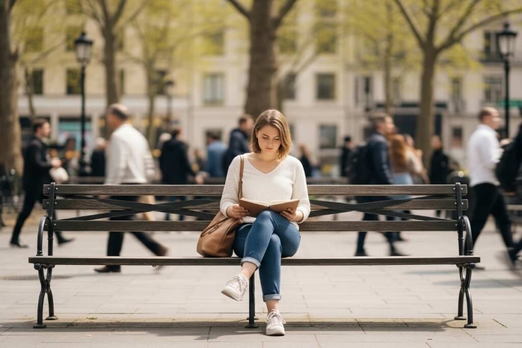 Person practicing Iganiny in a busy world by finding calm in a park