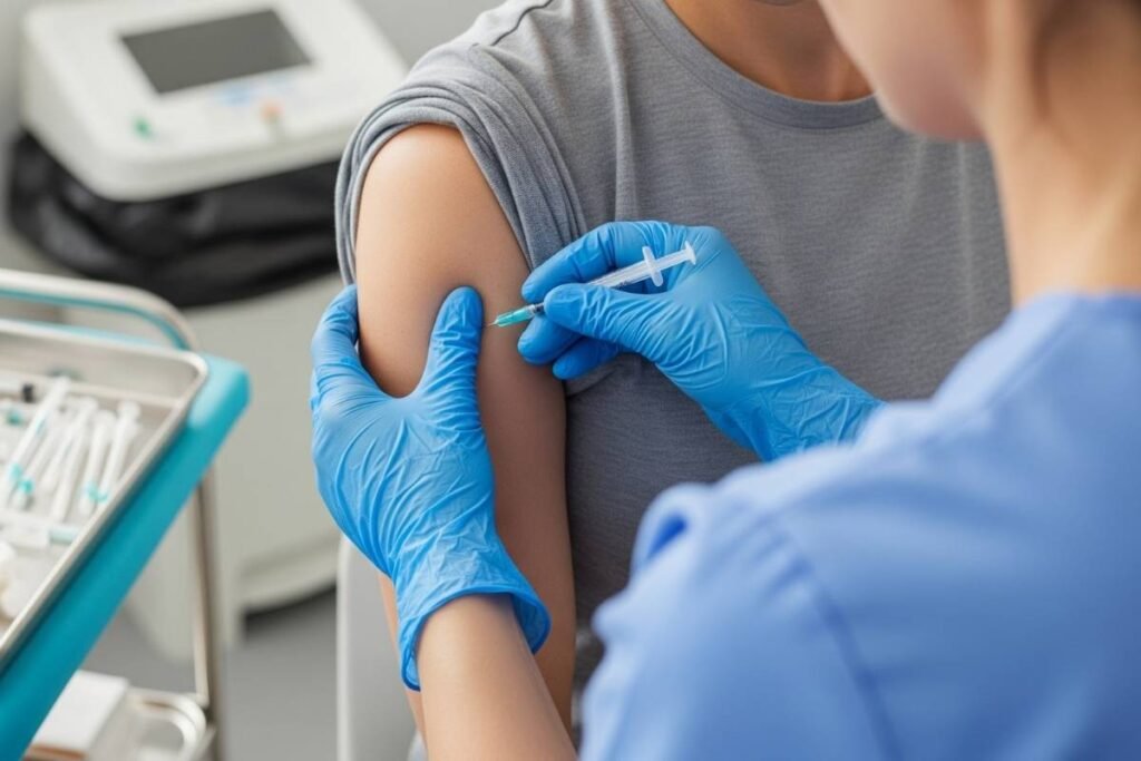 How lipotropic injections are administered into the upper arm muscle
