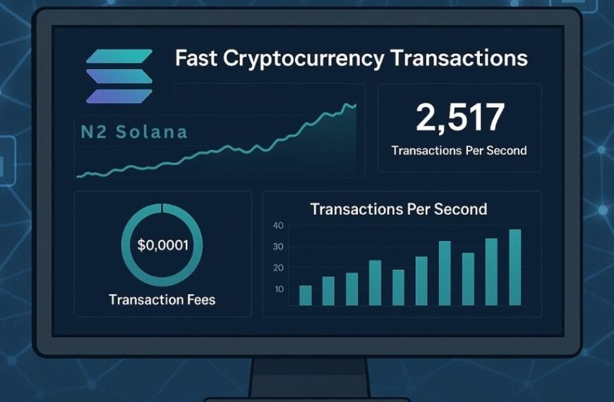 Realistic dashboard showing N2 Solana transaction speed and low gas fees.