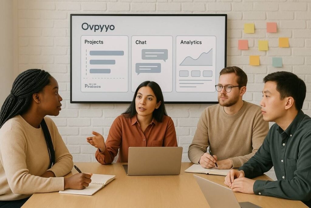 Team collaboration enhanced by Ovppyo tools in a real-time setting