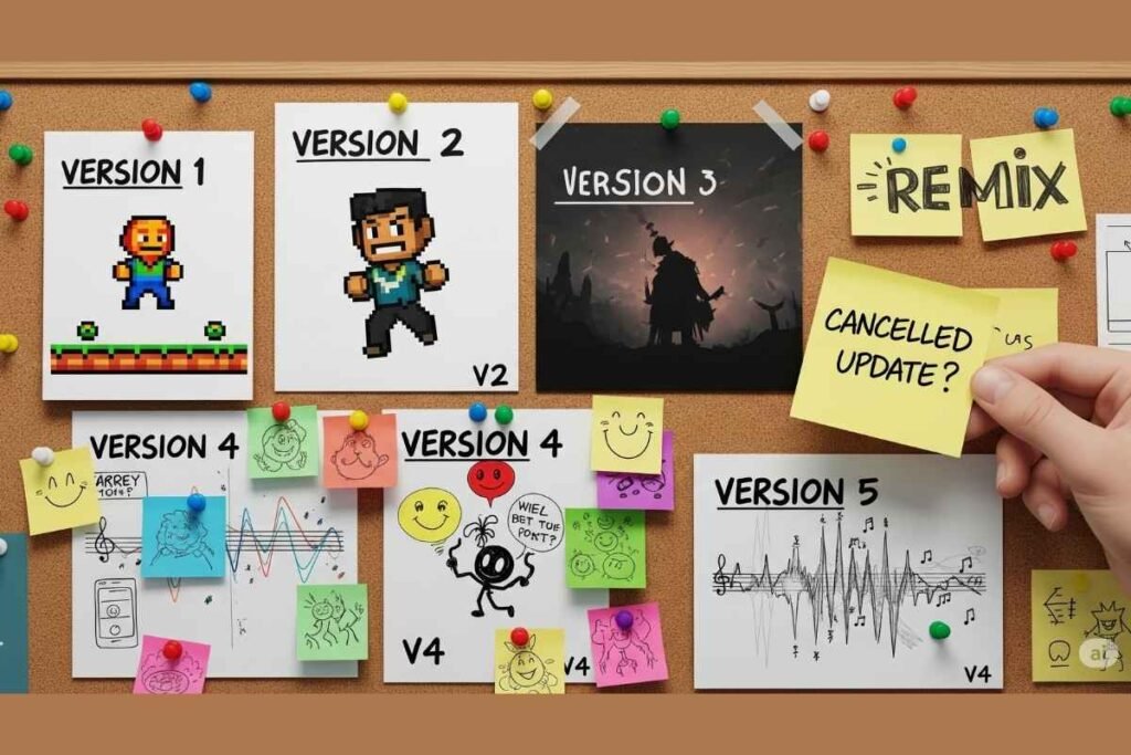 Concept art showing Sprunki Swapped versions and cancelled update rumors