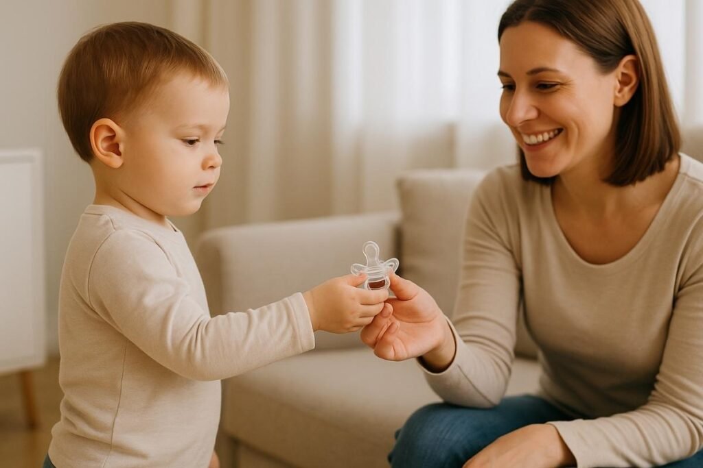 Toddler weaning off pacifier to avoid pacifier teeth