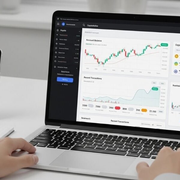 Upcoin user dashboard with crypto wallet and market charts