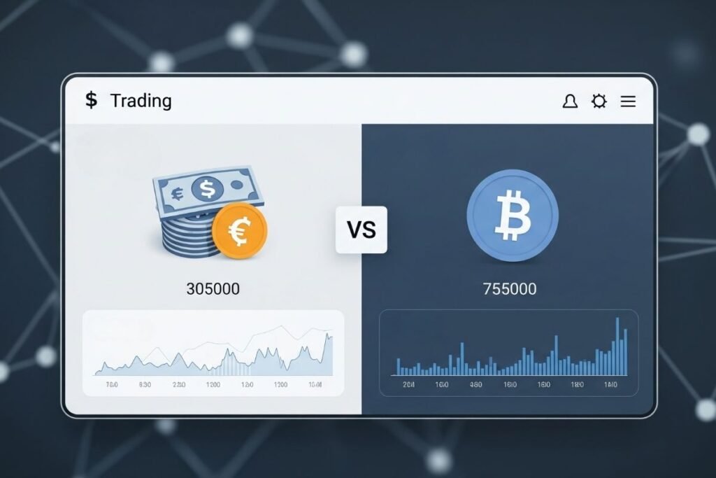 Upcoin trading interface showing fiat and crypto asset comparison