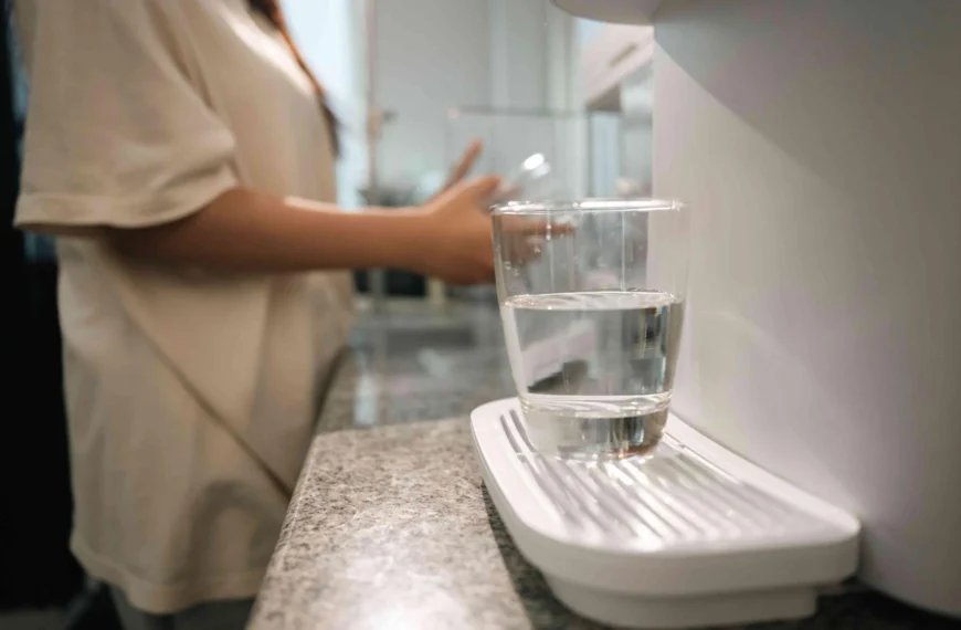 Stylish water purifier in a modern kitchen, blending functionality with contemporary home decor.