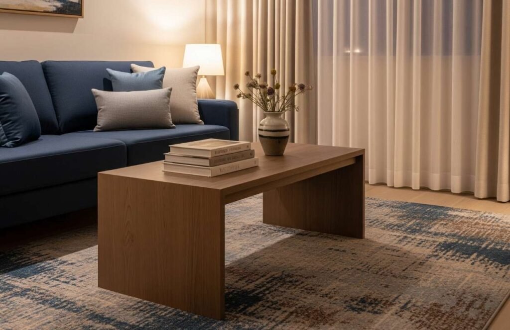 Blue and brown living room