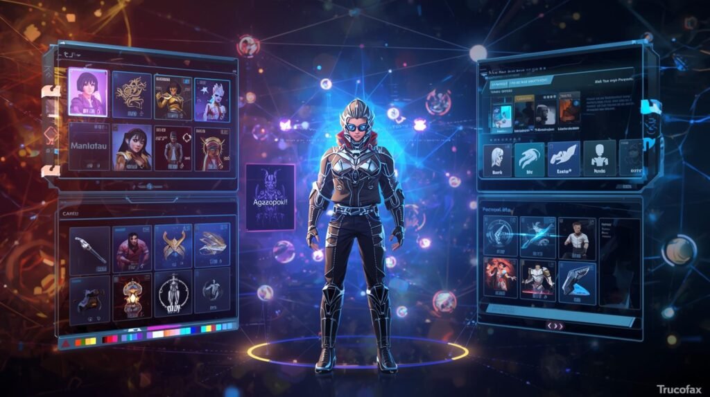 Trucofax gaming identity customization platform showing avatar control and personalization dashboard.
